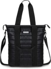 Dámská černá prošívaná taška přes rameno, módní taška pro každodenní nošení, vhodná pro formát A4, dvě délky popruhů, vnitřní kapsa na zip na drobnosti, zapínání na pevný zip, 40x36x10 / ZG739