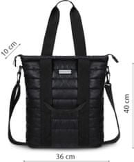 Dámská černá prošívaná taška přes rameno, módní taška pro každodenní nošení, vhodná pro formát A4, dvě délky popruhů, vnitřní kapsa na zip na drobnosti, zapínání na pevný zip, 40x36x10 / ZG739