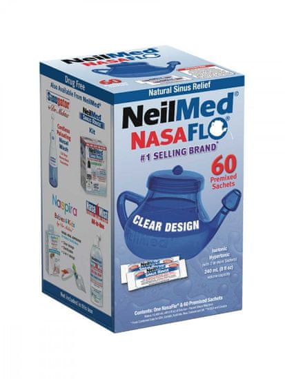 NeilMed Plastová konvička na proplach nosu NasaFlo + 60 izotonických sáčků - NeilMed