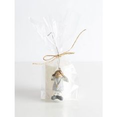 AROMKA Přírodní vonná svíčka palmová - AROMKA - Dárkové balení váleček + soška andělíček Barevný: Bílá