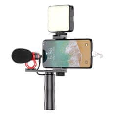 KIT Mikrofon pro telefon se selfie tyčí a LED lampou