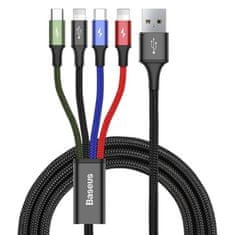 BASEUS Fast USB kabel 4v1 USB-C 2x Lightning Micro 3,5A 1,2m - černý