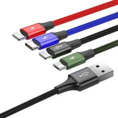 BASEUS Fast USB kabel 4v1 USB-C 2x Lightning Micro 3,5A 1,2m - černý