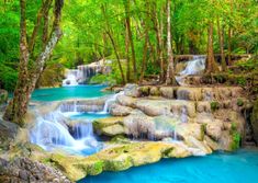 ENJOY Puzzle Tyrkysový vodopád, Thajsko 1000 dílků