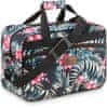 Dámská cestovní taška s květinovým vzorem, příruční taška do letadla 40x20x25, objem 20 litrů, nepromokavý materiál, dvě kapsy na zip, možnost nasazení na rukojeť cestovního kufru / ZG827