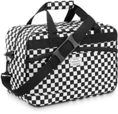 ZAGATTO Dámská pánská cestovní taška s šachovnice vzorem, příruční taška do letadla 40x20x25, objem 20 litrů, nepromokavý materiál, dvě kapsy na zip, možnost nasazení na rukojeť cestovního kufru / ZG828