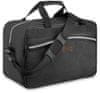 ZAGATTO Dámská pánská cestovní taška černá, příruční taška do letadla 40x20x25, objem 20 litrů, nepromokavý materiál, dvě kapsy na zip, možnost nasazení na rukojeť cestovního kufru / ZG835