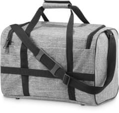 Cestovní taška šedá do letadla 40x20x25 dámská pánská, objem 20 litrů, pohodlné rukojeti a nastavitelný ramenní popruh, má ochranné nožičky, lze nasadit na rukojeť cestovního kufru / ZG836