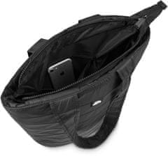 ZAGATTO Černá prošívaná dámská taška přes rameno, vhodná pro formát A4, uvnitř další kapsa na zip na drobnosti, vše uzavíratelné pevným zipem, módní taška pro každodenní nošení do práce, 40x37x15 / ZG789