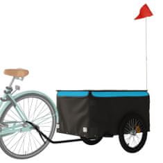 Greatstore Přívěsný vozík za kolo černý a modrý 45 kg železo