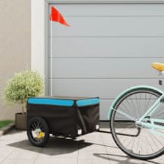 Vidaxl Přívěsný vozík za kolo černý a modrý 30 kg železo