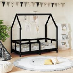 shumee Dětská postel černá 70 x 140 cm masivní borové dřevo