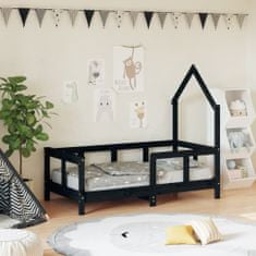 Greatstore Dětská postel černá 70 x 140 cm masivní borové dřevo