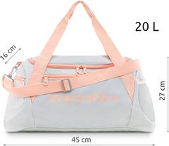 ZAGATTO Dámská stylová sportovní taška, světle šedá taška s lososovými pruhy, má pohodlná ucha a ramenní popruh, zapínání na dvojitý zip, má odvětrávanou rozšiřitelnou kapsu na boty a ručník, 27x45x16 / ZG820