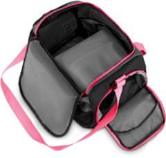 ZAGATTO Dámská sportovní taška na trénink, taška s růžovými pruhy, voděodolný materiál, pohodlná ucha a nastavitelný ramenní popruh, dvojitý zip, samostatná kapsa na boty nebo ručník, 28x35x23 / ZG819