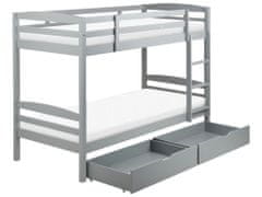 Beliani Dřevěná patrová postel s úložným prostorem 90 x 200 cm šedá REGAT