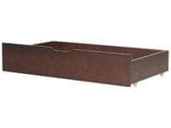 Beliani Dřevěná patrová postel s úložným prostorem 90 x 200 cm tmavé dřevo RADON