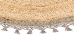 Beliani Kulatý jutový koberec ø 140 cm béžový/šedý MARTS
