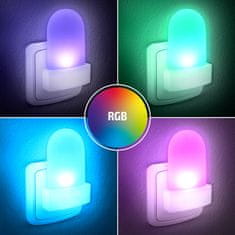 Solight  Noční LED RGB světélko se světelným sensorem, volitelná barva světla