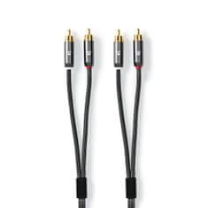 Nedis  Stereo audio kabel, 2x RCA konektor - 2x RCA konektor, pozlacené, 2m