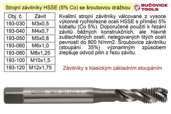 Bučovice Tools a.s. Strojní závitník M12x1,75 HSSE šroubová drážka Co 5%