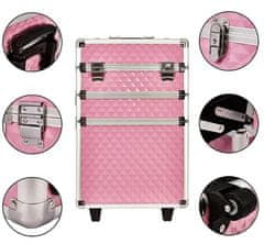 APT CA19C Třídílný kosmetický kufřík na kolečkách růžová