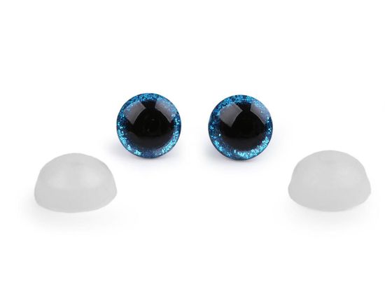 Kraftika 10sada 8 modrá oči glitrové s pojistkou 12 mm, a čumáky