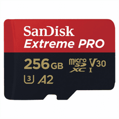 SanDisk Extreme PRO microSDXC 256GB + SD Adapter 200MB/s and 140MB/s A2 C10 V30 UHS-I U3