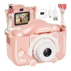 Iso Trade Dětský digitální fotoaparát, 32GB, kočička | růžový