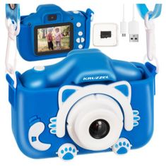Iso Trade Dětský digitální fotoaparát, 32GB, kočička | modrý