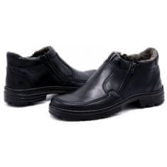 Joker Pánské zimní kožené boty 286J černé velikost 45