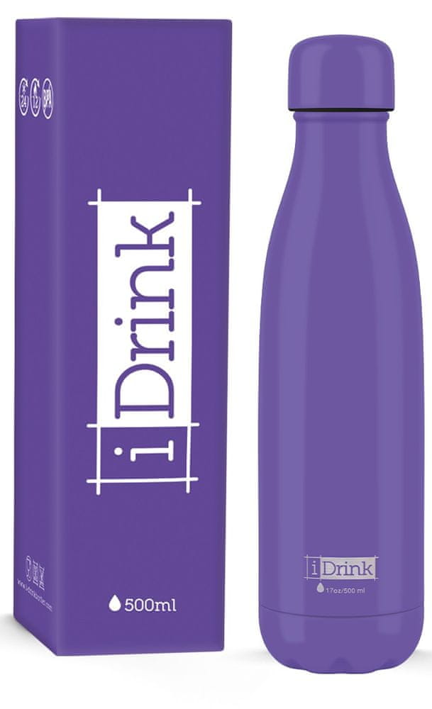I-Drink Nerezová kovová termoska, vzor violet, 500 ml
