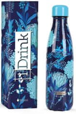 I-Drink Nerezová kovová termoska, vzor modrý kytky, 500 ml