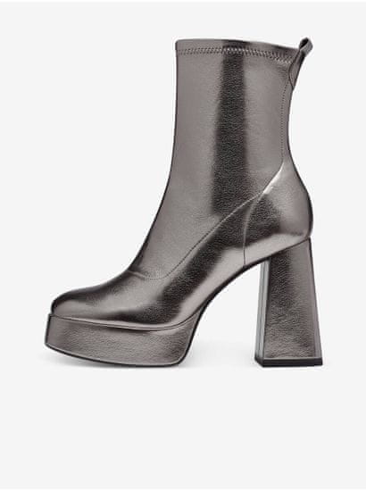 Tamaris Dámské kotníkové boty na podpatku ve stříbrné barvě Tamaris