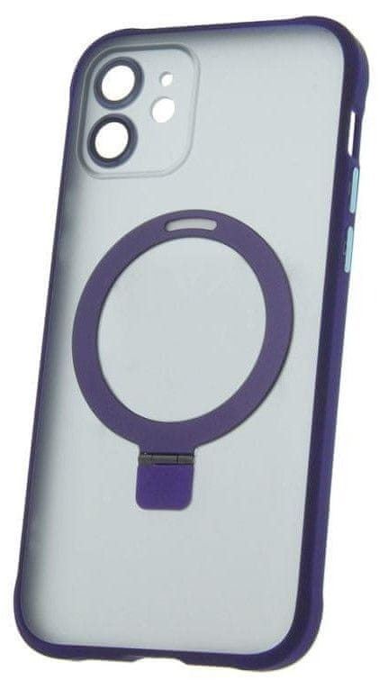 Levně Forever Silikonové TPU pouzdro Mag Ring pro iPhone 12 fialová (TPUAPIP12MRTFOPU)
