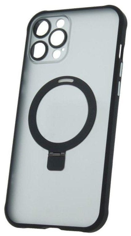 Levně Forever Silikonové TPU pouzdro Mag Ring pro iPhone 12 Pro Max černé (TPUAPIP12PMMRTFOBK)
