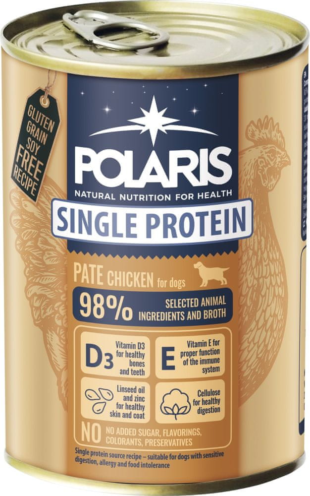 Levně POLARIS Single Protein Paté konzerva pro psy kuřecí 6x400 g