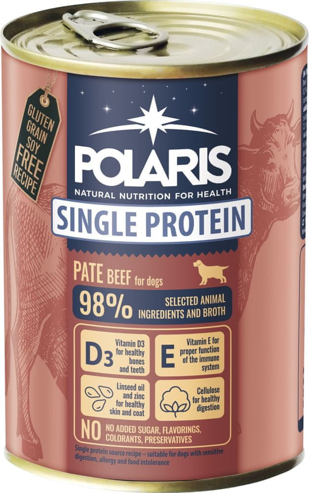 Levně POLARIS Single Protein Paté konzerva pro psy hovězí 6x400 g