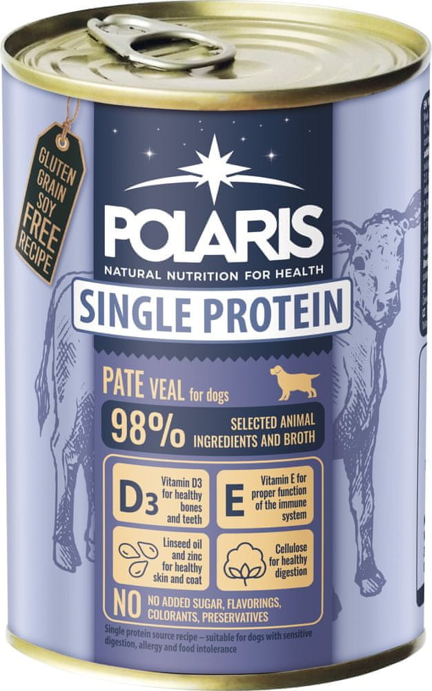 Levně POLARIS Single Protein Paté konzerva pro psy telecí 6x400 g