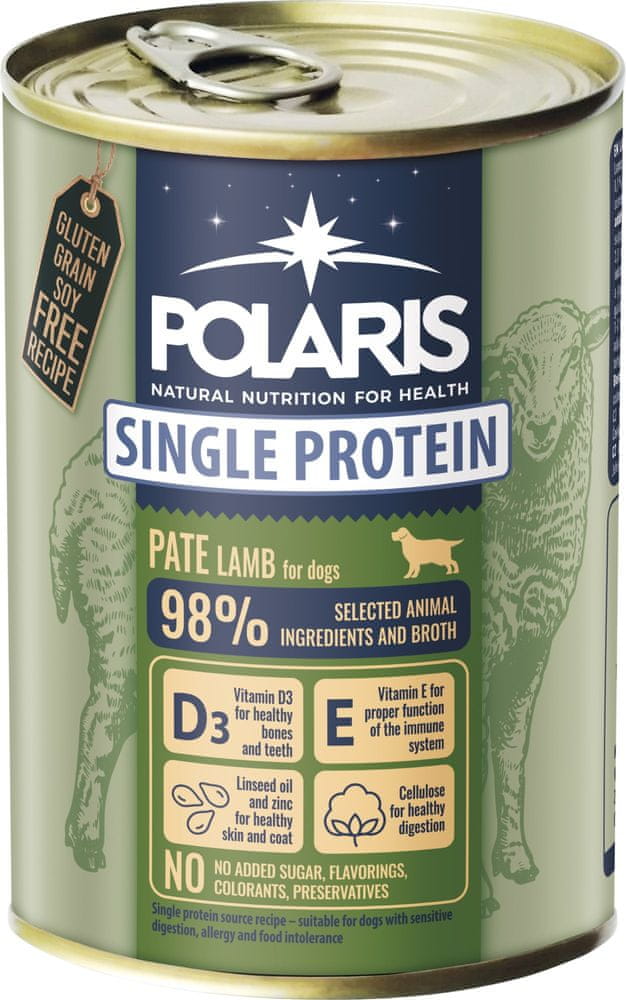 Levně POLARIS Single Protein Paté konzerva pro psy jehněčí 6x400 g
