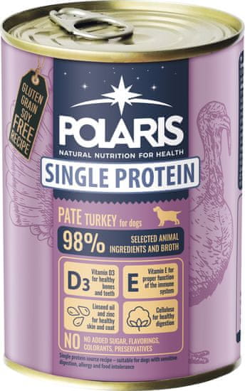 POLARIS Single Protein Paté konzerva pro psy krůtí 6x400 g