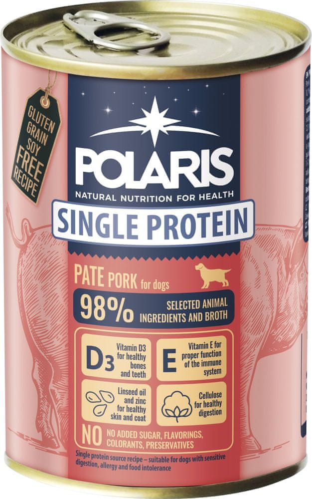 Levně POLARIS Single Protein Paté konzerva pro psy vepřová 6x400 g