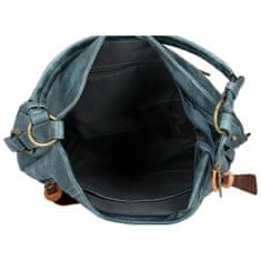 Paolo Bags Pohodlná dámská koženková taška na rameno Satyros, modrozelená