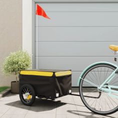 Greatstore Přívěsný vozík za kolo černý a žlutý 30 kg železo