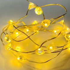 EDANTI Drátěná Girlanda Světla 20 Led Baterie Vánoční Dekorace Teplá Bílá 95 Cm Diamanty
