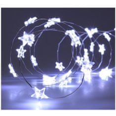 EDANTI Drátěná Girlanda Světla 40 Led Baterie Vánoční Dekorace Studená Bílá 195 Cm Hvězdy