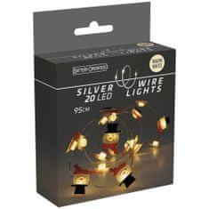 Excellent Houseware Drátěná Girlanda Světla 20 Led Baterie Vánoční Dekorace Teplá Bílá Vzor Sněhulák 95 Cm