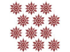 sarcia.eu Červené hvězdy, sněhové vločky na stromeček, ozdoby na stromeček 10 cm, 12 ks. 