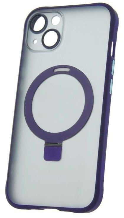 Levně Forever Silikonové TPU pouzdro Mag Ring pro iPhone 14 fialové (TPUAPIP14MRTFOPU)
