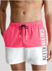 Calvin Klein Bílo-růžové pánské plavky Calvin Klein Underwear Intense Power-Medium Drawstring-Block S